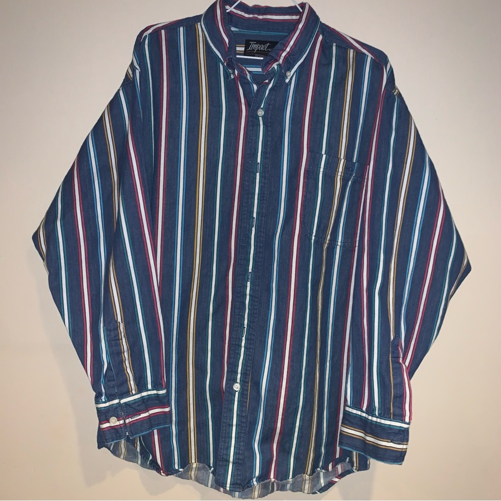 Impact vintage colorful button up shirt long sleeve